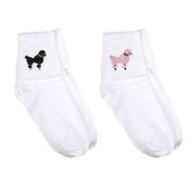 50s Style White Poodle Socks Pink or Black Poodle Adult 9/11 Made in US -Hey Viv - £10.19 GBP