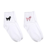 50s Style White Poodle Socks Pink or Black Poodle Adult 9/11 Made in US ... - £10.19 GBP