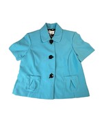 Danny &amp; Nicole Blazer Womens 8 Teal Blue 3 Button Short Sleeve Suit Jacket - $34.99