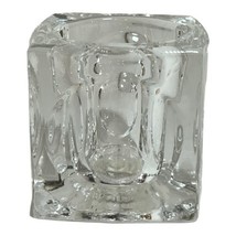 vintage Clear glass votive tea light holder cube square 3&quot; Art MCM Paperweight - £22.46 GBP