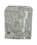 vintage Clear glass votive tea light holder cube square 3&quot; Art MCM Paper... - £22.05 GBP
