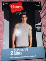 Hanes Originals ~ Mens 2-Pack Tanks A-Shirts Bamboo Viscose Blend Black ... - $19.79