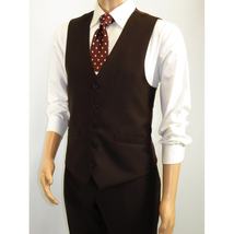 Men's Renoir Suit Vest V-neck Adjustable Strap 5Button 201-5 Brown image 4