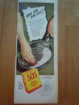 Vintage S.O.S. Magic Scouring Pads Print Magazine Advertisement 1945 - $5.99