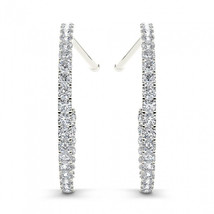 10K White Gold 1/2ct TDW Diamond Hoop Earrings - £353.85 GBP
