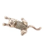 925 Sterling Silver Vintage Brooch Pin Classic Marcasite Kitten Charm  B... - $61.25