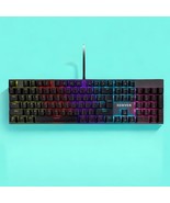 RGB Mechanical Gaming Keyboard Wired Full 104 Keys LED Backlit Green Swi... - £18.09 GBP