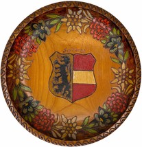 Vintage Austria SALZBURG Hand Painted Wooden Plate LION Banner Crest Coat Arms - £34.33 GBP