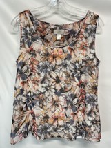 Ann Taylor Blouse Top Floral Flowing Chiffon Lined Sleeveless Spring Summer S - £18.64 GBP