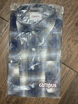 Vintage Campus Long Sleeve Man Cut Button Up Full Cut Long Tail Medium 15-15 1/2 - £15.28 GBP