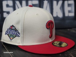 New Era Philadelphia Phillies 2008 World Series Red Retro Fitted Hat Men 7 5/8 - £31.48 GBP