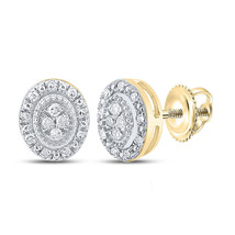 10kt Yellow Gold Womens Round Diamond Oval Cluster Earrings 1/10 Cttw - £139.74 GBP