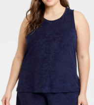 A New Day Women&#39;s Plus Size Terry Cloth Tank Top - Navy Blue 3X - £11.43 GBP