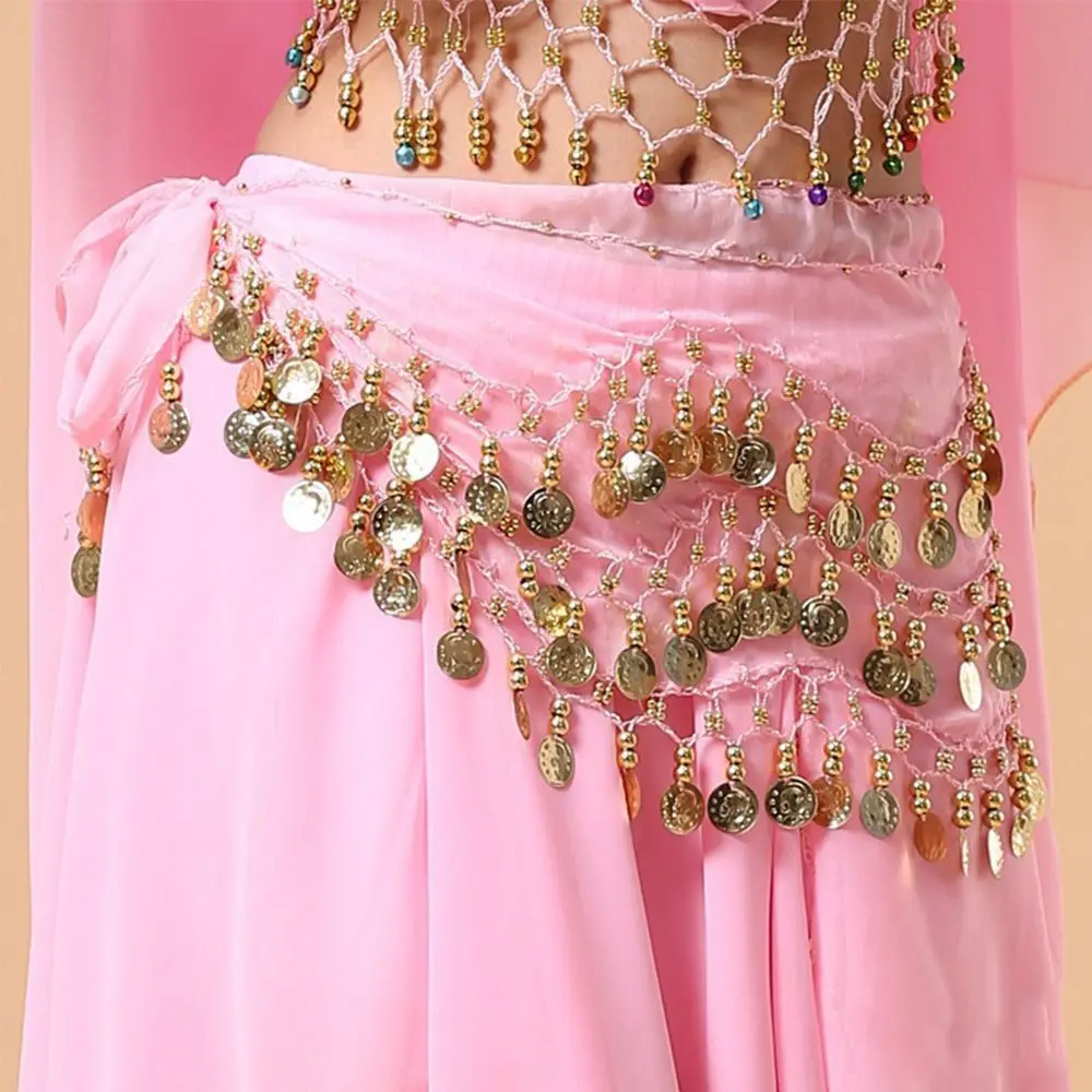 Women Chiffon Belly Dance Belt Hip Scarf Sequin Waistband Belt Skirt Hip Wrap Bs - £19.28 GBP