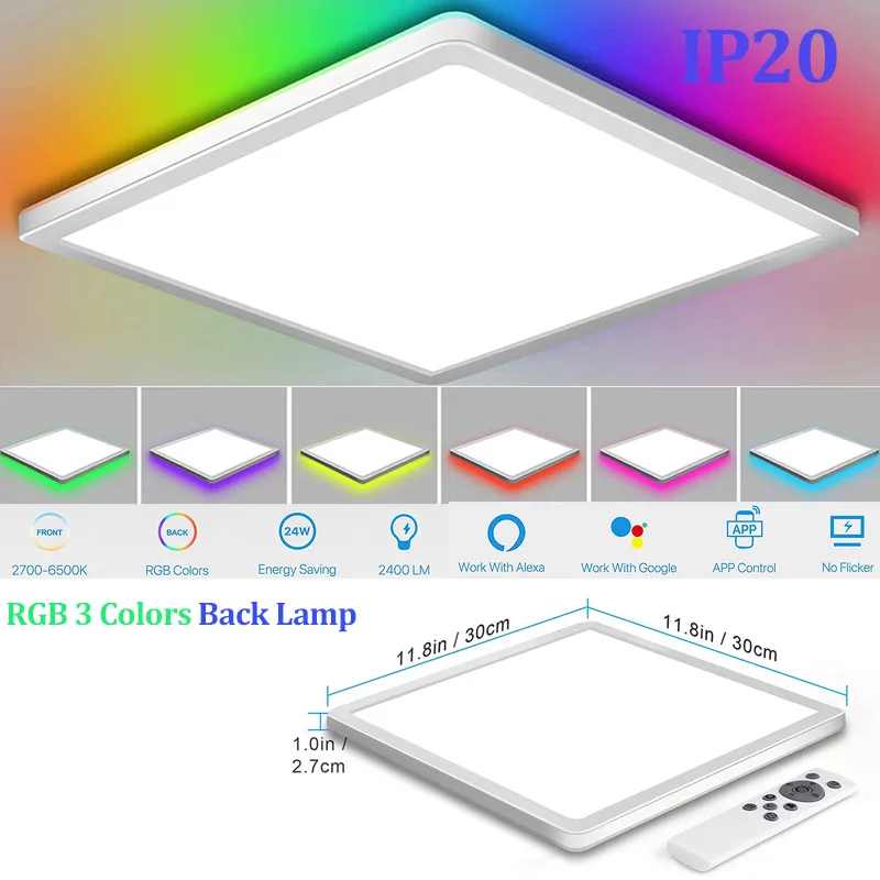 Wifi Smart Ceiling Lamp LED Lighting  Saving Emded Flush Mount Ceiling Light Bri - £163.93 GBP