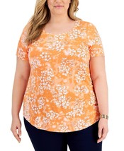 MSRP $43 Jm Collection Womens Plus Size Printed T-Shirt Orange Size 0X - £6.02 GBP