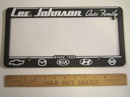 LICENSE PLATE Plastic Car Tag Frame LEE JOHNSON Auto Family Since 1933 14D - £21.02 GBP