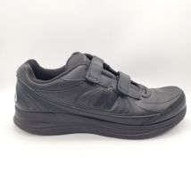 NEW BALANCE 577 Men&#39;s 11.5 EE 2E Wide Black Leather Walking Shoes Hook &amp; Loop - £35.01 GBP