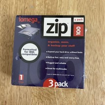 Iomega 3 Pack 100MB Zip Diskette Floppy IBM Formatted Blank Factory Sealed - £7.61 GBP