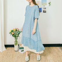 Striped Color Linen Dress - $76.30