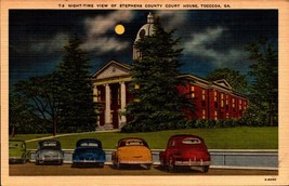 Toccoa Georgia Stephens County Court House Night Time View Linen Postcard bk47 - £3.10 GBP
