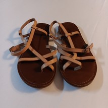 Sandals Women’s Sz 8W Toe Wrap Thong Strappy Tan Brown Universal Thread ... - $236.42 MXN