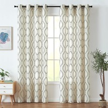 Ogee Geometry Drapes Light Filtering Grommet Country Curtain 2 Panels Gr... - £45.12 GBP