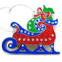 Santa's Sleigh Danbury Mint Christmas Ornament 30 Swarovski Dazzling Crystals - £34.48 GBP