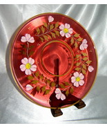 Vintage Set (4) EGERMANN Hand Painted Bohemian Red Art Glass Plates w/ 2... - $29.30