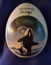 Womack&#39;s Collectibles USA Painted Porcelain Egg Whale Scene  Sitka, Alas... - $26.19