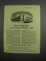 1948 Hoover Vacuum Cleaner Ad - Hoover open a new Factory at Merthyr Tydfil - $18.49
