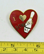 I Love Heart Bowling BC Canada Heart Shaped Collectible Pin Red - £8.71 GBP