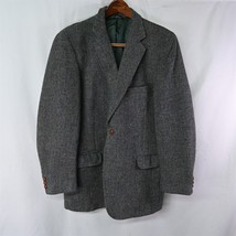 Vtg Harris Tweed 42R Gray Woven Scottish Wool 2Btn Blazer Suit Jacket Sport Coat - £78.62 GBP