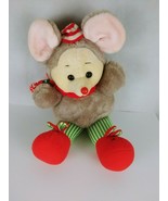 1986 Kmart Dan Dee Gray Christmas Mouse 22&quot; Plush Wearing Slippers Hat &amp;... - $28.66 CAD