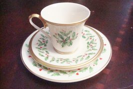 Compatible with Lenox Holiday Pattern, Trio Coffee Cup, Saucer and Cake ... - $38.21