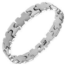 Jigsaw Puzzle Piece Bracelet Silver Stainless Steel Autism Awareness 6.5-8.5 in - £22.66 GBP