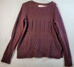 LOFT Sweater Womens Size Medium Maroon Knit Long Raglan Sleeve Round Nec... - £16.00 GBP