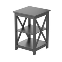3 Shelf End Table Gray Accent Home Decor Livingroom Bedroom Stand - £73.48 GBP