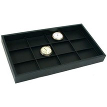 12 Pocket Watch Jewelry Black Leather Display Tray Case - £24.39 GBP