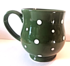 Green Polka Dot Coffee Tea Mug Cup Belly Shape Temptations by Tara St Pats 16 oz - £14.93 GBP