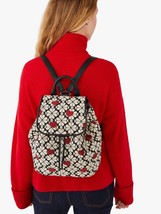 Kate Spade Spade Flower Jacquard Hearts Medium Flap Backpack ~NWT~ - £197.92 GBP