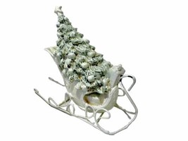 Vintage Victorian Ivory Sleigh With Decorated Christmas Tree Inside Ornament - £13.51 GBP