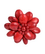 Red Lotus Coral Stone Floral Pin or Brooch - £13.70 GBP