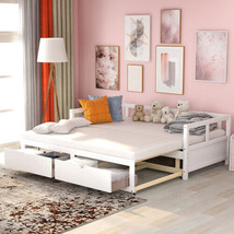 Extendable Bed Daybed,Sofa Bed for Bedroom Living Room,White - $368.12