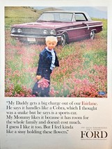 Ford 1964 Fairlane 500 Red Car Boy Field of Flowers -1963 Vintage Print Ad - $201.47 MXN