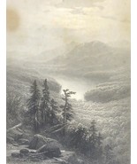 Original 1869 James David Smillie Engraving Upper Ausable Lake Adirondac... - $98.99