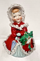 Vintage Japan Christmas Angel w Spaghetti Basket of Holly &amp; Umbrella 4 3... - $39.11