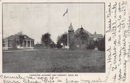 Saco Maine~Thornton Academy And LIBRARY~1906 Postcard - £7.84 GBP