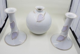 Chloe Paris Decor Opera Porcelain Candlestick Holders and Vase Set Germany - £59.25 GBP