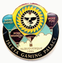 VTG 1995 Isleta Gaming Palace Casino Albuquerque Hot Air Balloons Pin So... - £10.04 GBP